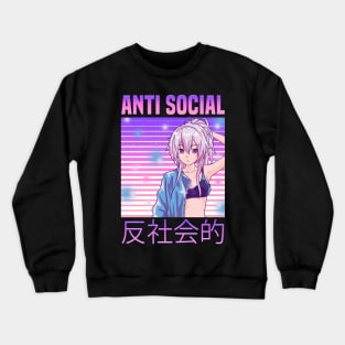 Anti Social Japanese Text Aesthetic Vaporwave Anime Crewneck Sweatshirt